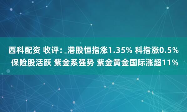 西科配资 收评：港股恒指涨1.35% 科指涨0.5% 保险股活跃 紫金系强势 紫金黄金国际涨超11%