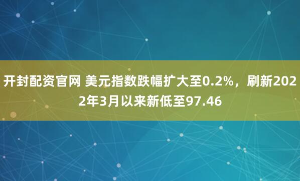 开封配资官网 美元指数跌幅扩大至0.2%，刷新2022年3月以来新低至97.46