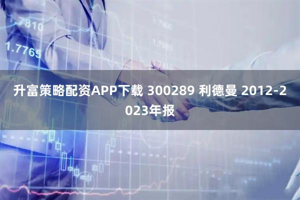 升富策略配资APP下载 300289 利德曼 2012-2023年报