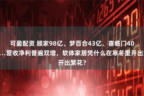 可盈配资 顾家98亿、梦百合43亿、喜临门40亿……营收净利普遍双增，软体家居凭什么在寒冬里开出繁花？
