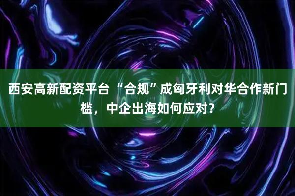 西安高新配资平台 “合规”成匈牙利对华合作新门槛，中企出海如何应对？